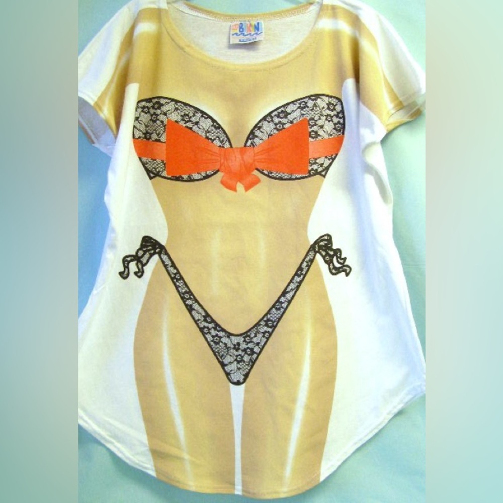 New plus size bikini cover-up nightshirt Halloween costume black lace red bow